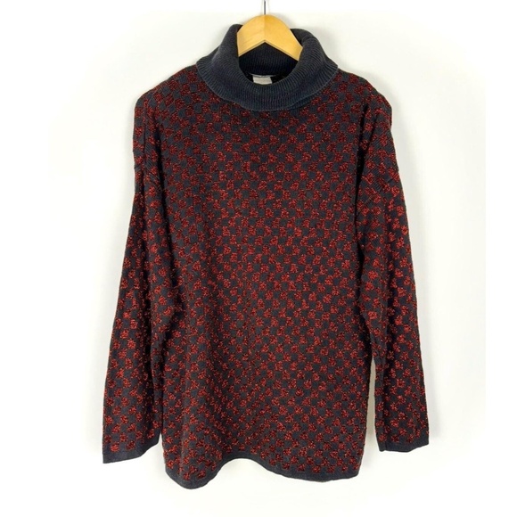 Vintage 1990’s ‘Pierre Cardin’ Knit Turtleneck Pullover Sweater - Red Sparkled - Picture 1 of 7